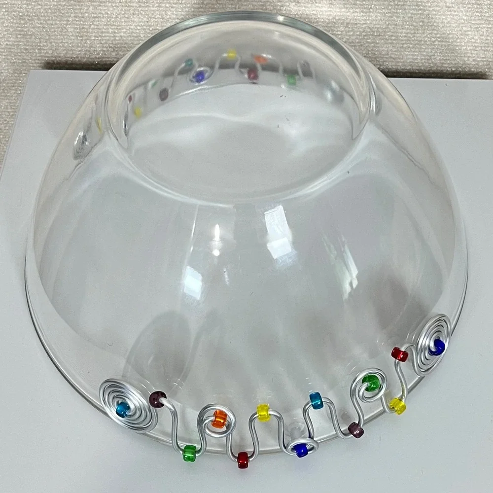 Dary Rees‎ Large 11 Inch Glass Wire Beaded Serving Mixing Bowl
